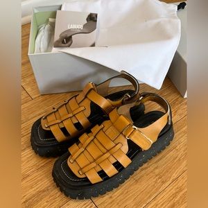 Worn twice size 9 Labucq Boomer sandals in Marigold